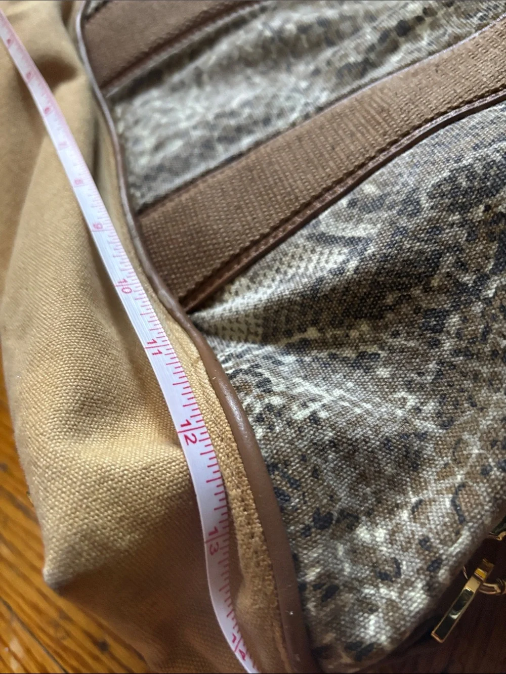 Tory Burch Brown Snake-Print bag with Gold Logo